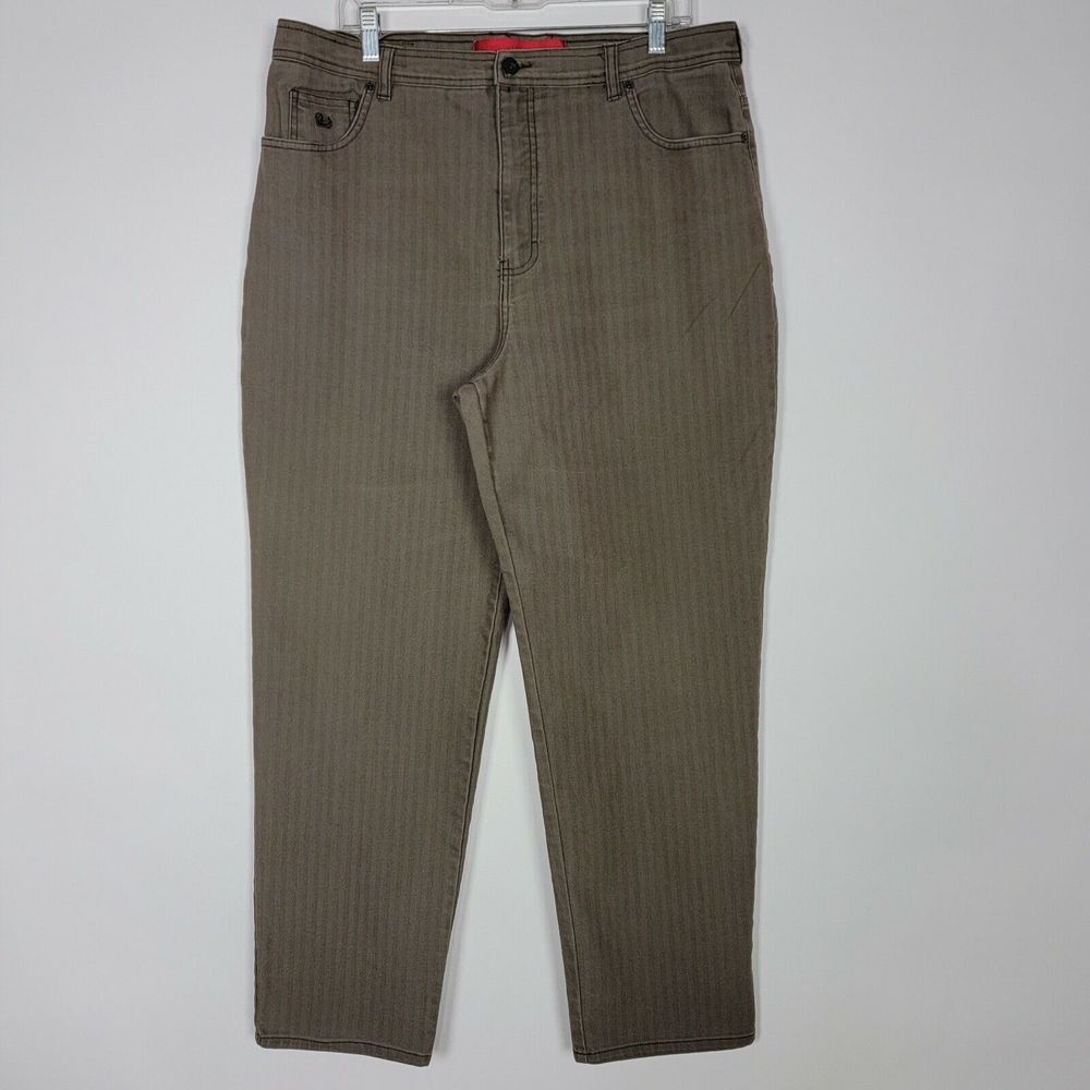 Gloria Vanderbilt Womens Jeans Size 18 Brown Striped High Waist Tapered Casual